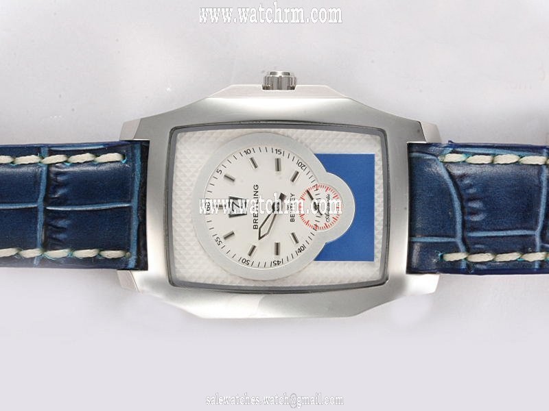 Breitling Bentley Flying B Silver/Grey Blue Dial Leather 38.5x57mm Automatic White Dial Watch