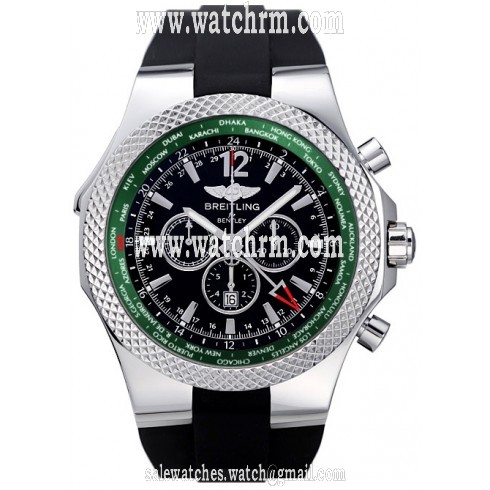 Breitling Bentley GMT Black Dial Black Rubber Men's Watch A47362S4-B919BKRS