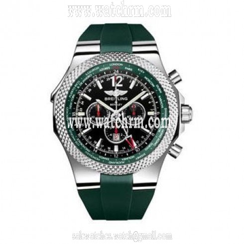 Breitling Bentley GMT Black Dial Rubber Men's Watch A47362S4-B919GRRS