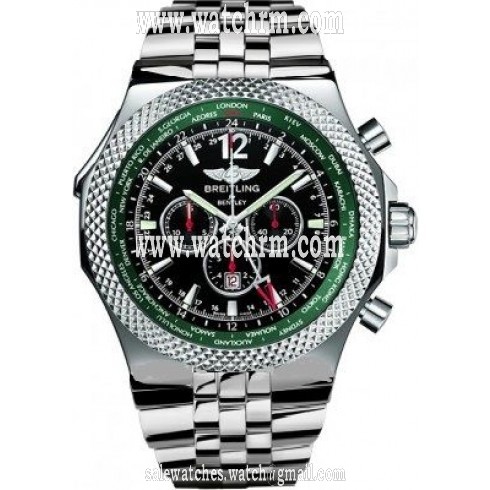 Breitling Bentley GMT Black Dial Stainless Steel Men's Watch A47362S4-B919SS