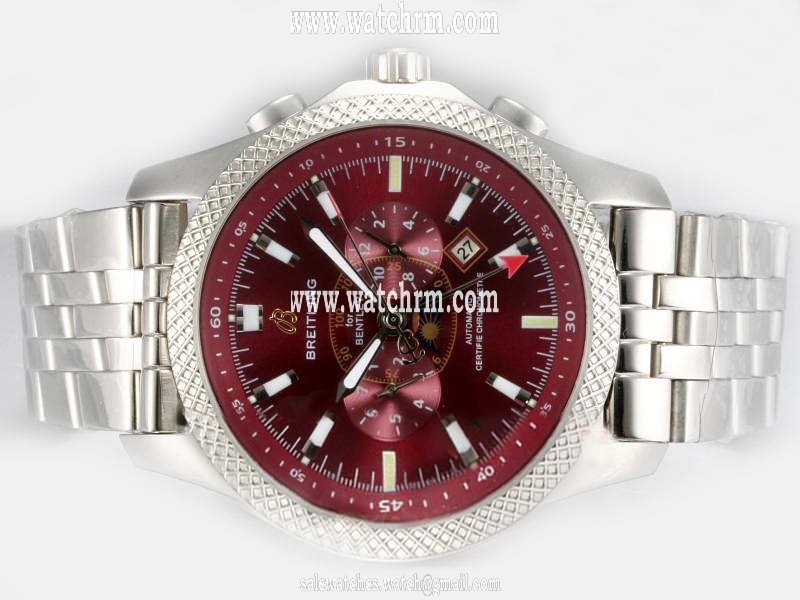 Breitling Bentley Mark VI H2636212 Red Dial 49mm Silver Stainless Steel Strap Watch
