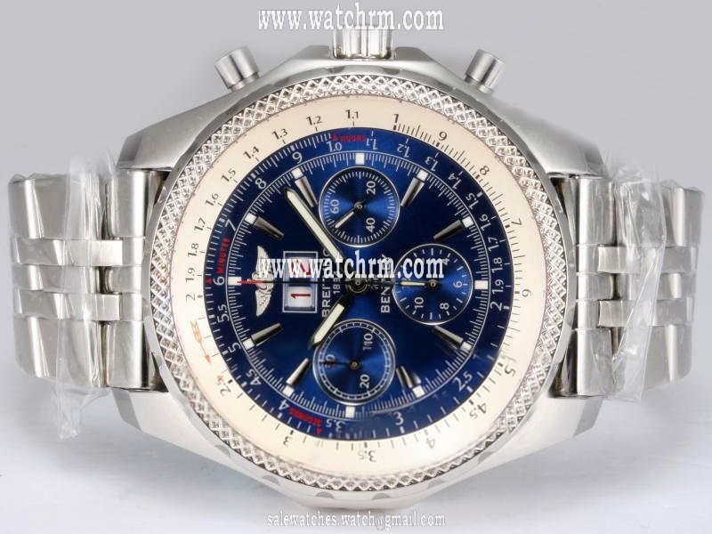 Breitling Bentley Motors 6.75 Blue Dial Blue Dial Automatic Stainless Steel Bezel Watch