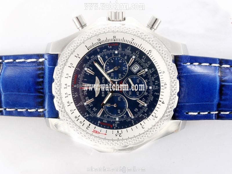 Breitling Bentley Motors 6.75 Blue Dial Midsize Stainless Steel Case Round Watch