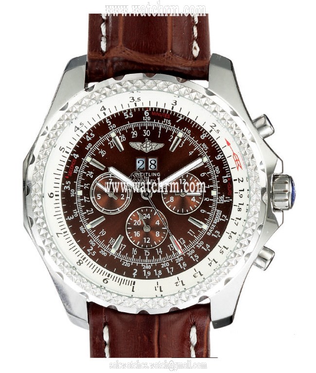 Breitling Bentley Motors 6.75 Brown Dial Round Brown Cow Leather Strap Brown Dial Watch