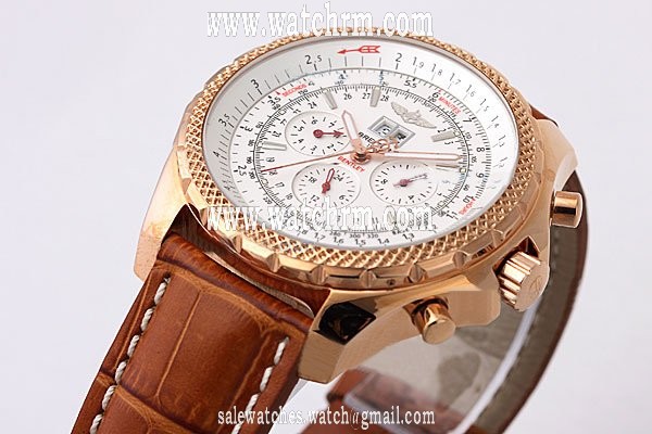 Breitling Bentley Motors 6.75 Grey Dial 18K Gold Case Rose Gold Bezel Watch