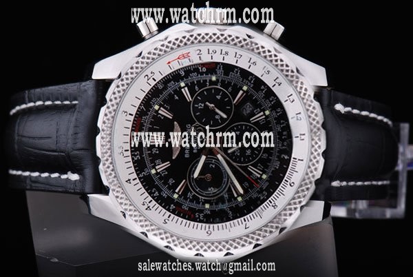 Breitling Bentley Motors A2536212 Black Cow Leather Strap Midsize Round Watch