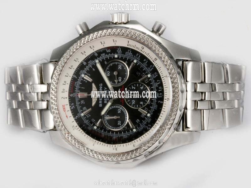 Breitling Bentley Motors Black Dial Stainless Steel Case 49mm Mens Watch