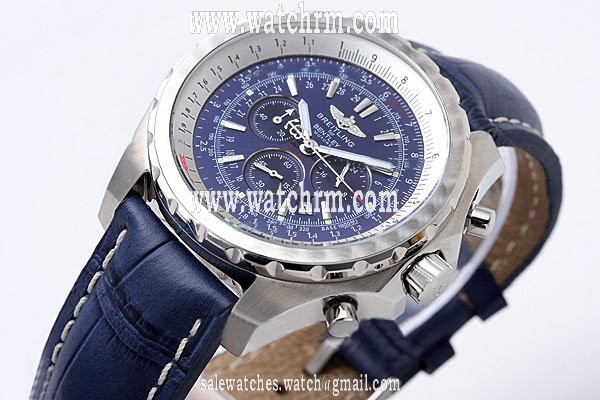 Breitling Bentley Motors Blue Dial Blue Cow Leather Strap 46mm Mens Watch