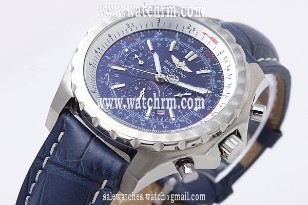 Breitling Bentley Motors Blue Dial Mens 49mm Blue Cow Leather Strap Watch