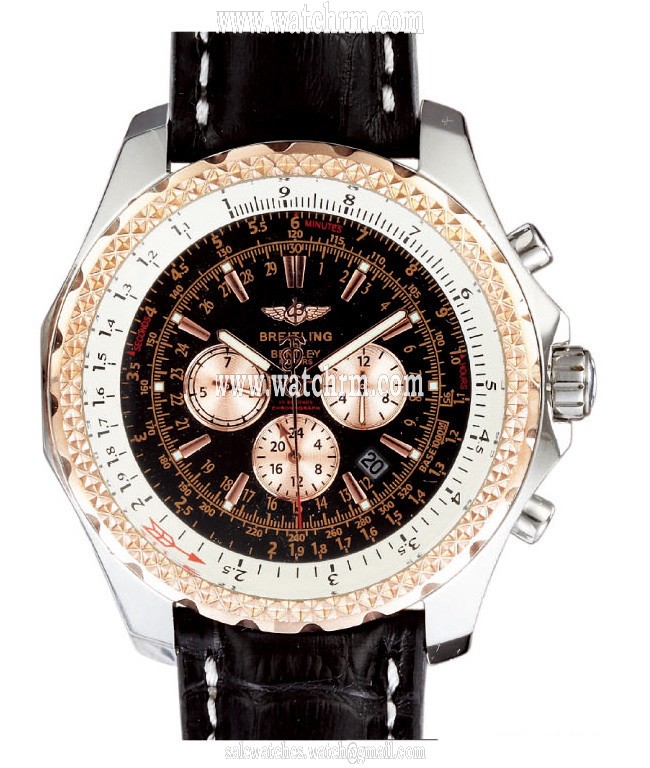 Breitling Bentley Motors GMT A2536212/Q502-970A Black Cow Leather Strap Black Dial Round Watch