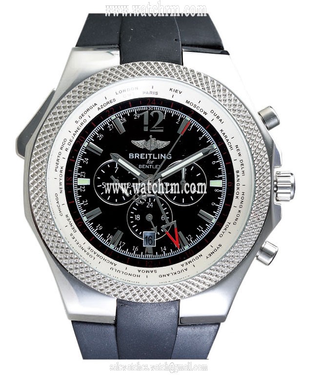 Breitling Bentley Motors GMT A4736212/B919/210S Stainless Steel Case Black Dial Watch