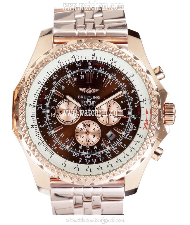 Breitling Bentley Motors GMT R2536712/B953 Rose Gold Stainless Steel Strap Black Dial Round Watch