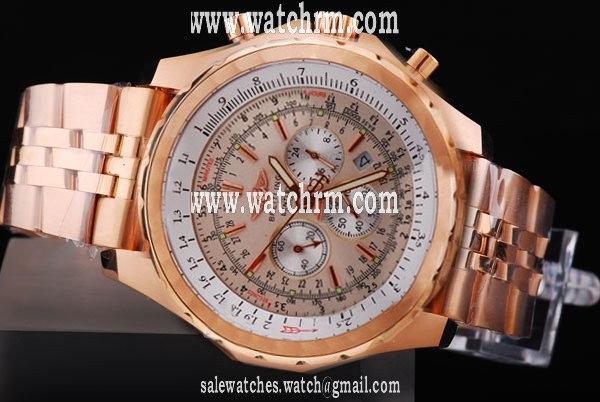 Breitling Bentley Motors GMT Red Gold Grey Dial 49mm Gold Stainless Steel Strap Watch
