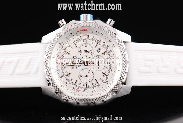 Breitling Bentley Motors Grey Dial 48mm White Cow Leather Strap Midsize Watch