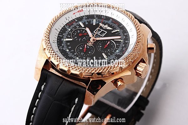 Breitling Bentley Motors Grey Dial Black Cow Leather Strap Round Mens Watch