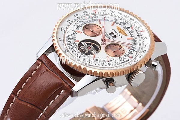Breitling Bentley Motors Mulliner Tourbillon Beige Dial Round Rose Gold Case White Dial Watch