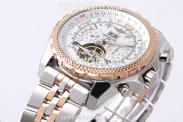 Breitling Bentley Motors Mulliner Tourbillon Beige Dial Silver Rose Gold Strap 40mm Mens Watch