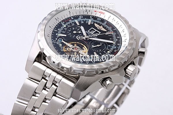 Breitling Bentley Motors Mulliner Tourbillon Beige Dial Stainless Steel Case Round Blue Dial Watch