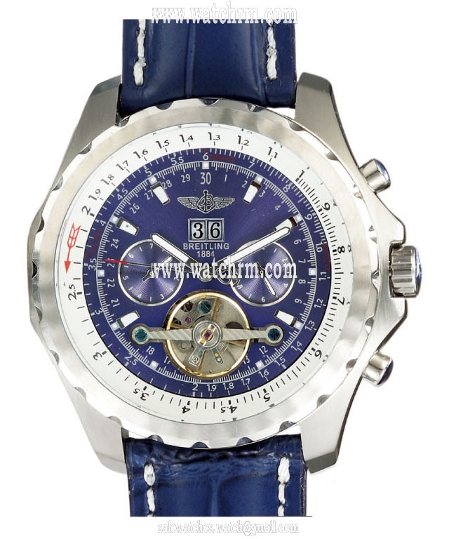 Breitling Bentley Motors Mulliner Tourbillon H18841 Blue Cow Leather Strap 48.7mm Blue Dial Watch