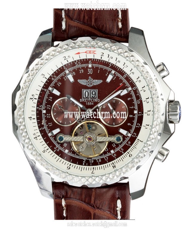 Breitling Bentley Motors Mulliner Tourbillon H18841 Round Midsize Brown Cow Leather Strap Watch