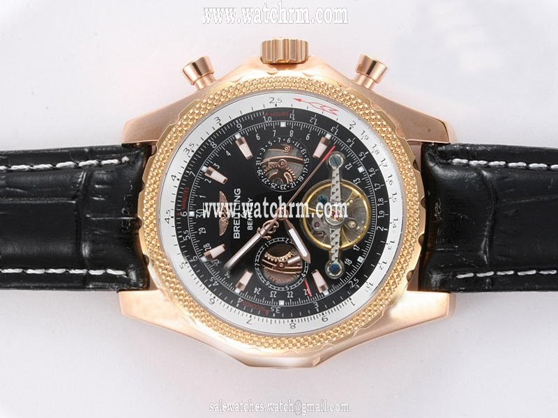 Breitling Bentley Motors Mulliner Tourbillon L18841 Black Crocodile Leather Strap Mens 49mm Watch