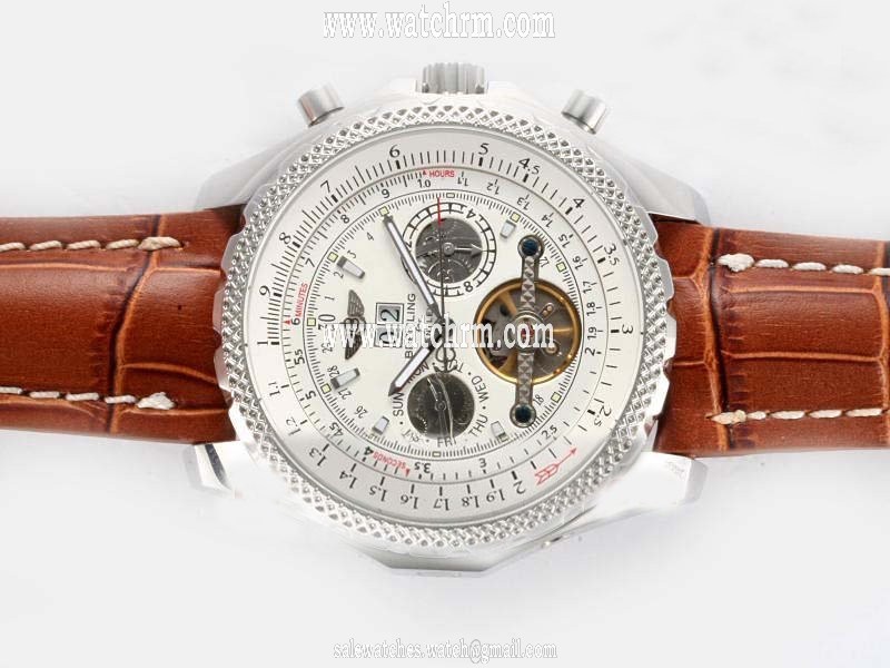 Breitling Bentley Motors Mulliner Tourbillon L18841 Quartz Chronograph 49mm White Dial Watch
