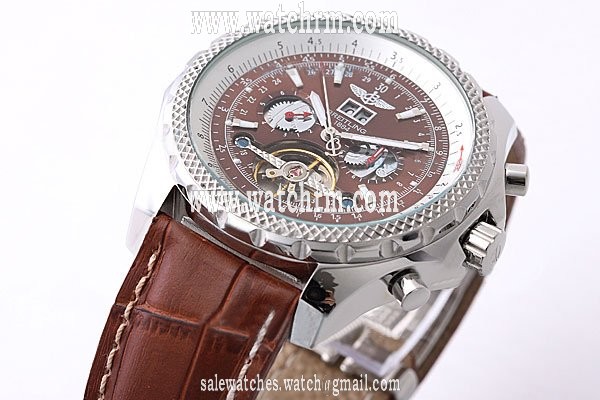 Breitling Bentley Motors Mulliner Tourbillon L18841 Round Brown Ostrich Leather Strap Watch