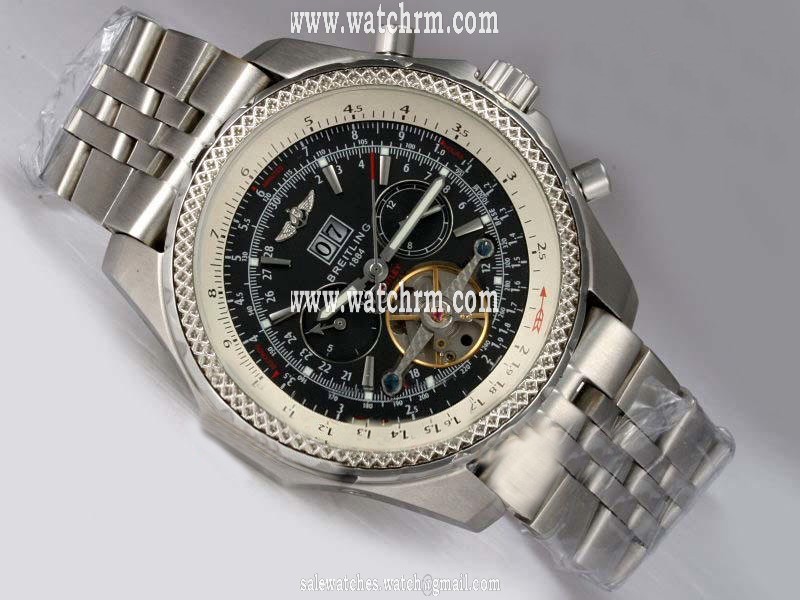 Breitling Bentley Motors Mulliner Tourbillon L18841 Stainless Steel Bezel Black Dial Watch