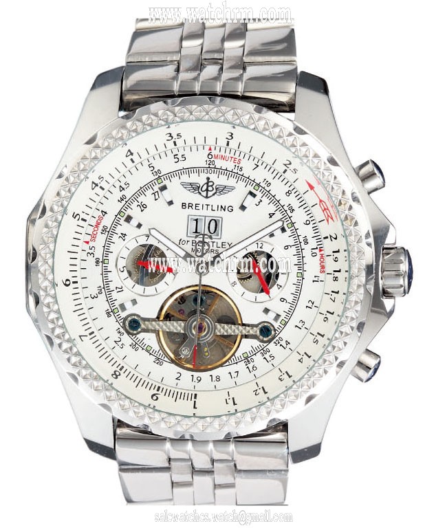 Breitling Bentley Motors Mulliner Tourbillon L18841 Stainless Steel Case White Dial Watch