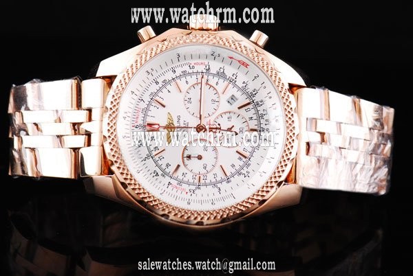 Breitling Bentley Motors T A2536513/g675-SS 49mm Red Rose Gold Strap White Dial Watch