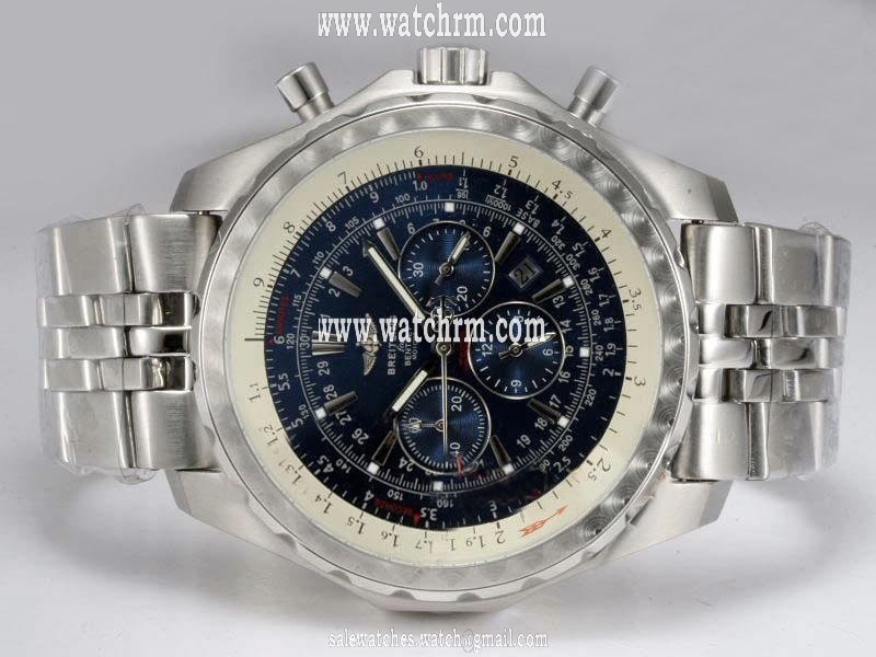 Breitling Bentley Motors T Black Dial Silver Stainless Steel Strap Round Mens Watch