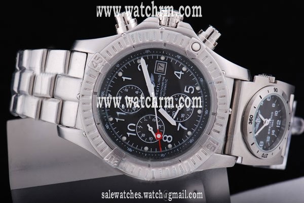 Breitling Blackbird Chronograph mit UTC A 13350 43mm Mens Silver Stainless Steel Strap Watch