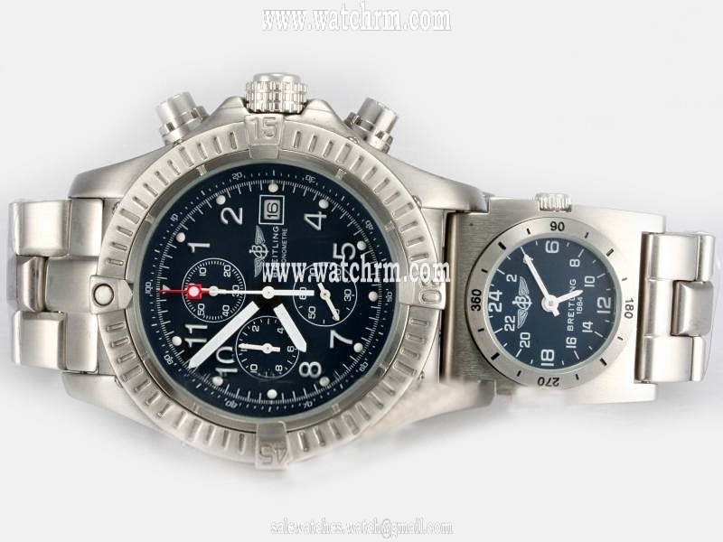 Breitling Blackbird Chronograph mit UTC A 13350 Quartz Chronograph Round Black Dial Watch