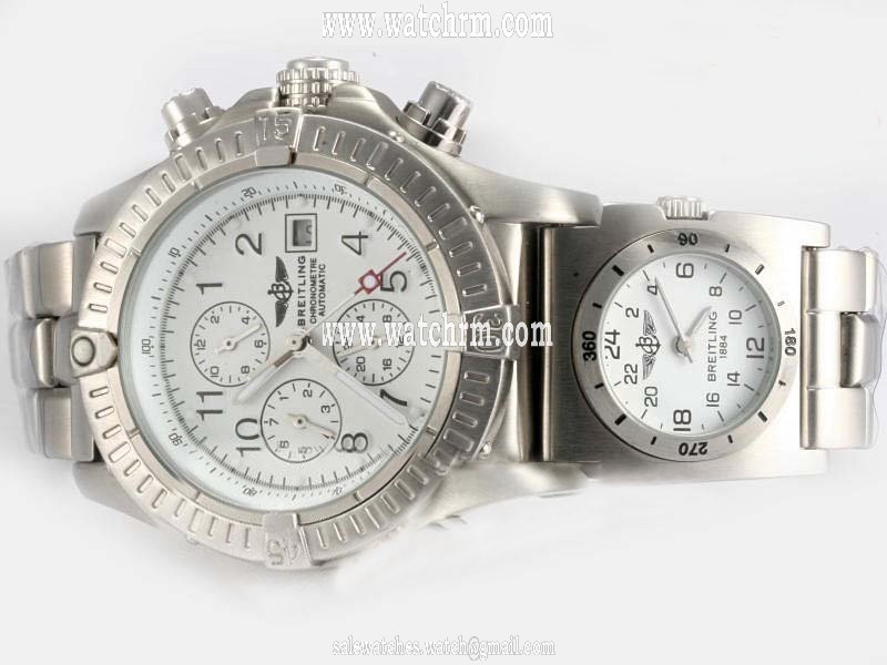 Breitling Blackbird Chronograph mit UTC A 13350 Quartz Chronograph White Dial 43mm Watch