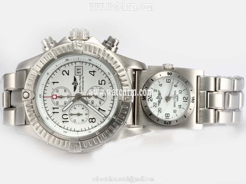 Breitling Blackbird Chronograph mit UTC A 13350 Round White Dial Quartz Chronograph Watch