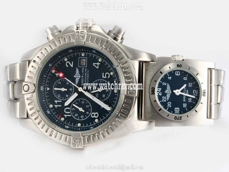 Breitling Blackbird Chronograph mit UTC A 13350 Stainless Steel Case 43mm Mens Watch