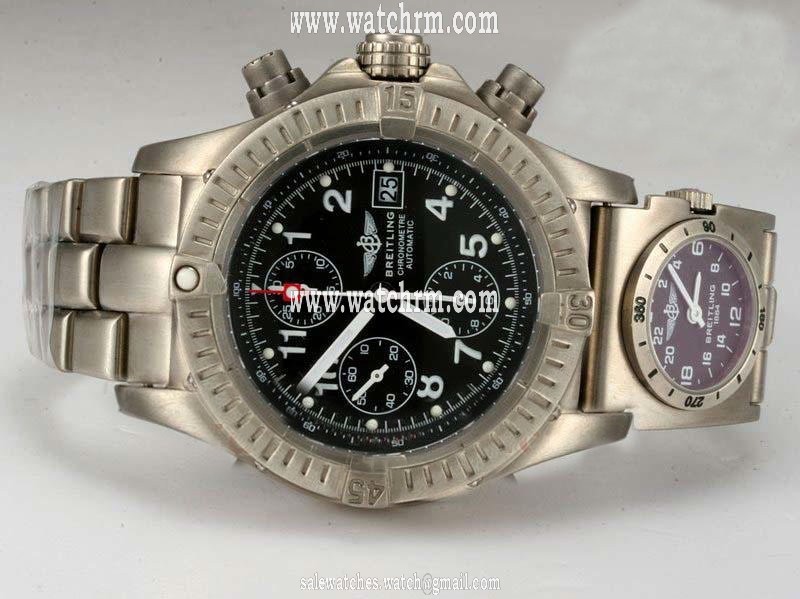 Breitling Chrono Avenger A 13350 Black Dial Titanium Case Round Watch