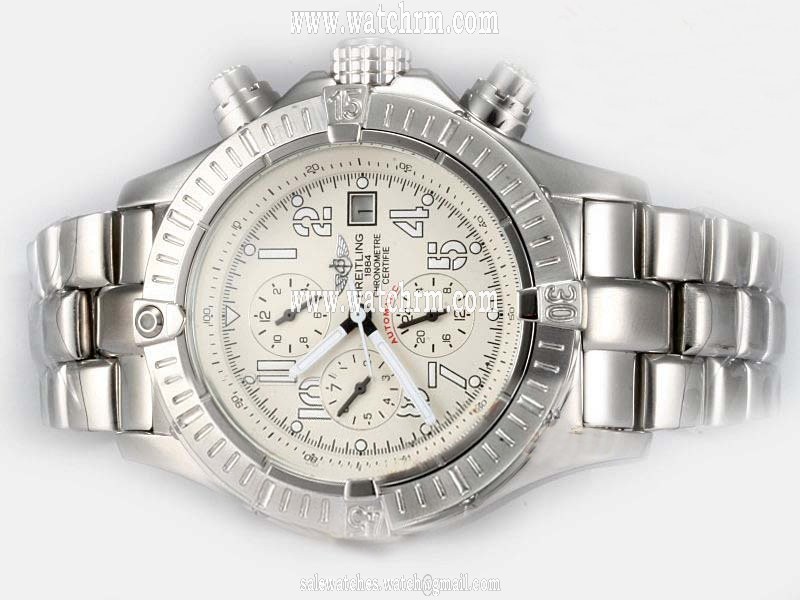 Breitling Chrono Avenger A13370 Mens Round Silver Stainless Steel Strap Watch