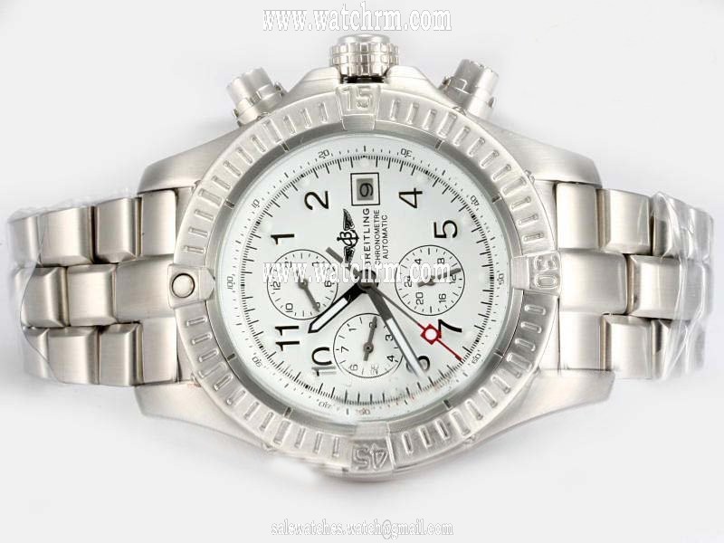 Breitling Chrono Avenger A13370 Stainless Steel Case White Dial Round Watch