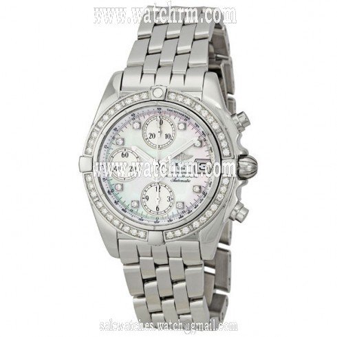 Breitling Chrono Galactic Mother of Pearl Diamond Dial Men's Watch A13358LA-A578SS