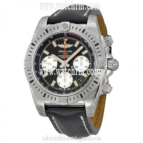 Breitling Chronomat 41 Airborne Mechanical Black Dial Black Leather Men's Watch AB01442J-BD26BKLT