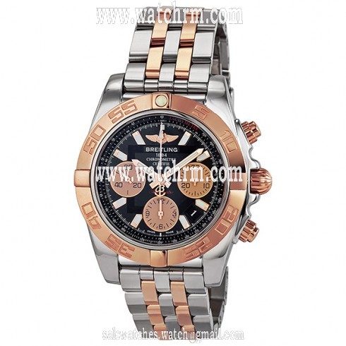 Breitling Chronomat 41 Automatic Black Dial 18 kt Rose Gold and Steel Men's Watch CB014012-BA53