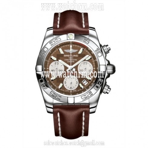 Breitling Chronomat 41 Chronograph Brown Dial Brown Leather Men's Watch AB014012-Q583BRSLT