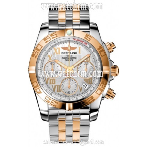 Breitling Chronomat 41 Mother of Pearl Steel and Rose Gold Men's Watch CB014012-A748STT