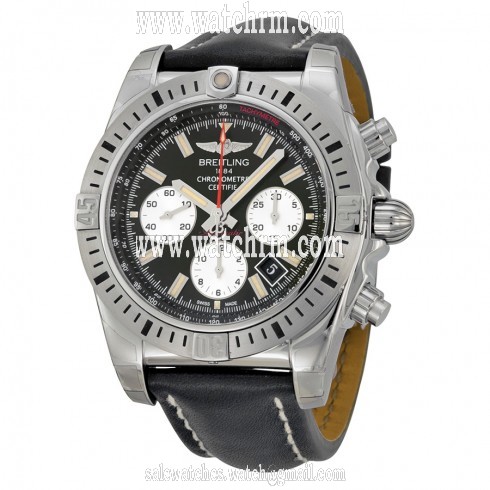 Breitling Chronomat 44 Airborne Automatic Black Dial Black Leather Men's Watch AB01154G-BD13BKLT