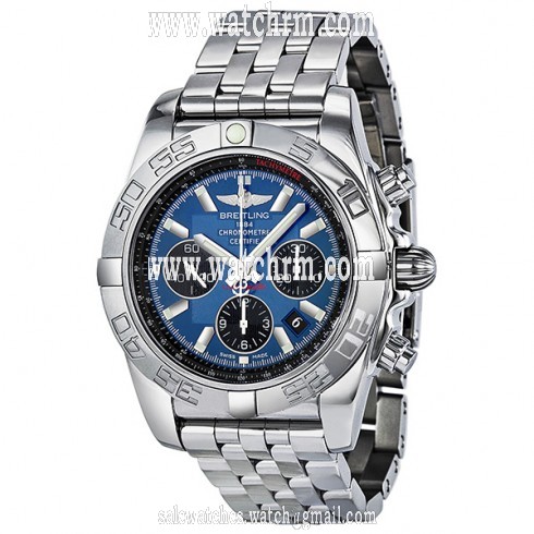 Breitling Chronomat 44 Automatic Chronograph Blue Dial Men's Watch AB011012-C789