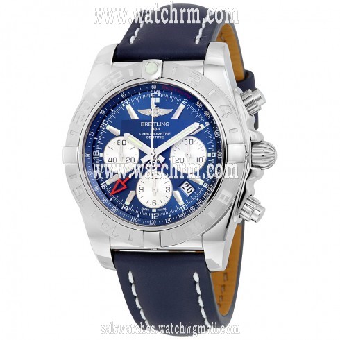 Breitling Chronomat 44 Blue Dial Bue Leather Men's Watch AB042011-C851BLLT