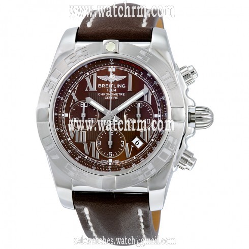 Breitling Chronomat 44 Brown Dial Brown Leather Men's Watch AB011011-Q566BRLT