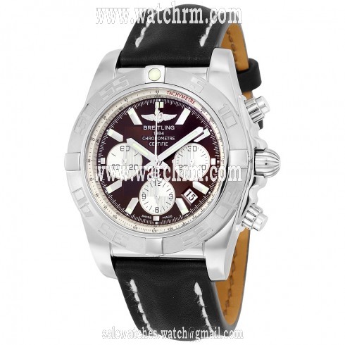 Breitling Chronomat 44 Dial Black Leather Men's Watch AB011011-Q575BKLT