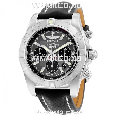 Breitling Chronomat 44 Grey Dial Leather Men's Watch AB011011-F546BKLT